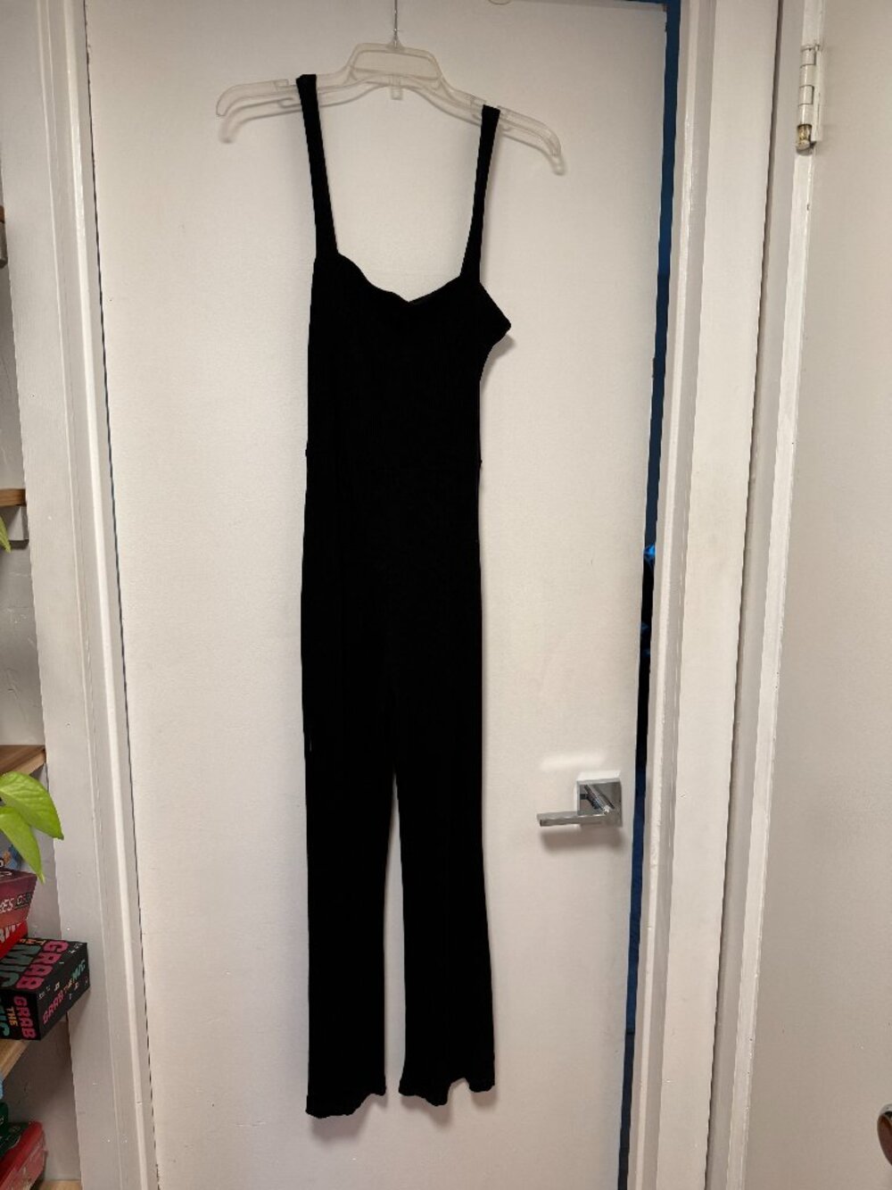 Reformation Jeans Black Ribbed Jumpsuit